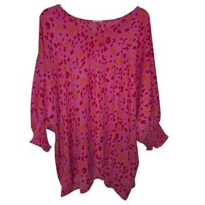 Jodifl Pink Leopard Tunic High Low Blouse